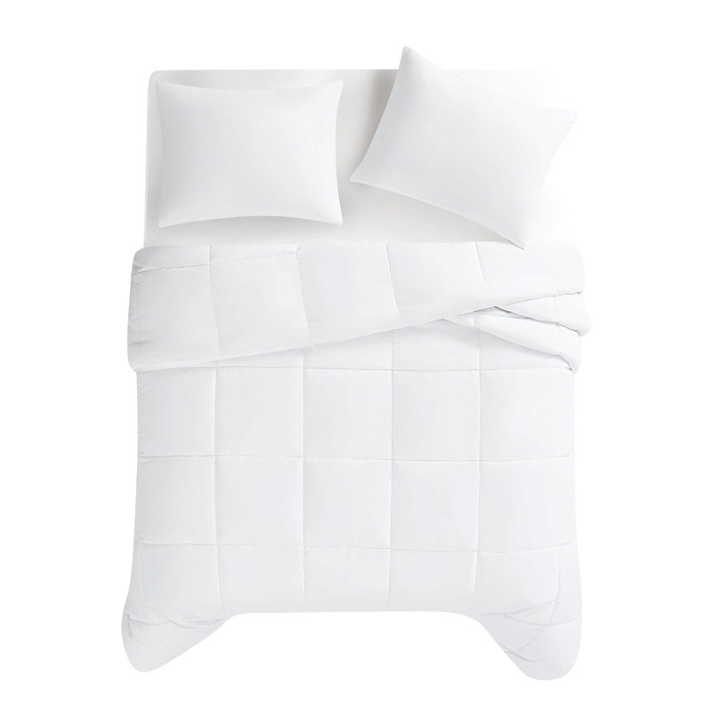 Ensemble d'édredon recyclé durable vraiment solide, Édredon pour lit simple TG + 1 taie décorative, Blanc