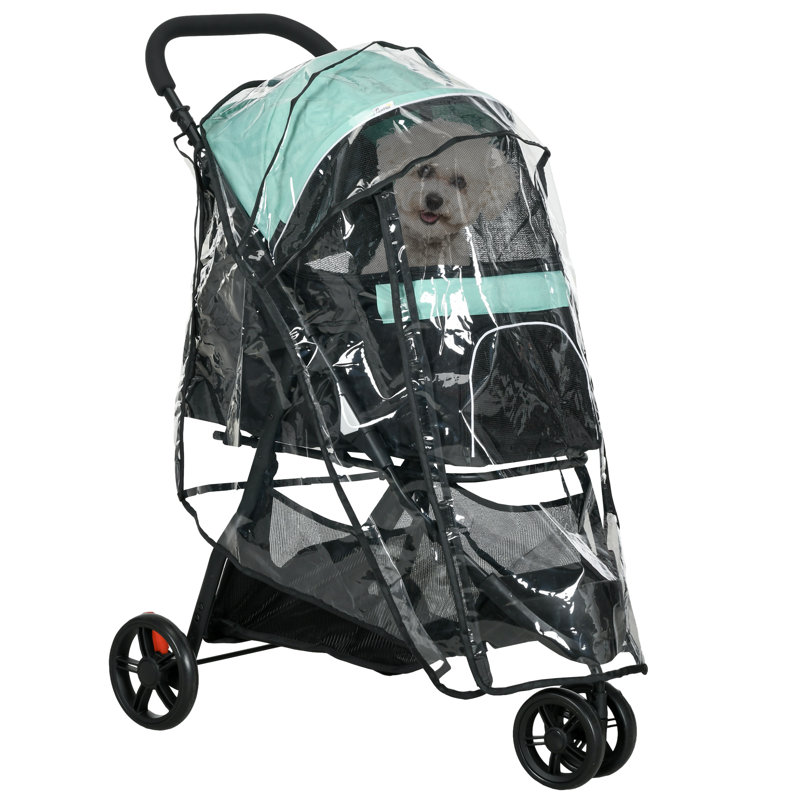 Foldable Pet Pet Stroller, Navy Blue/Black