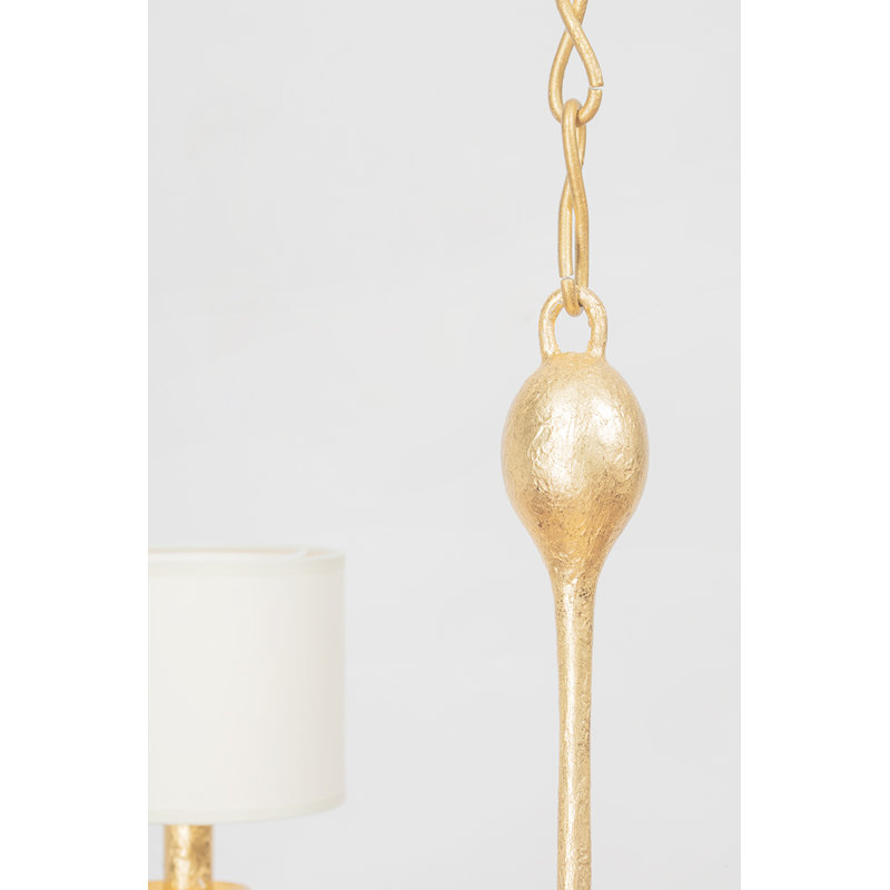 Dimmable Chandelier, Vintage Gold Leaf