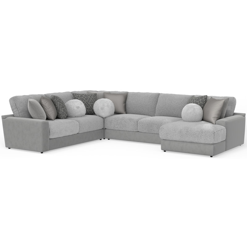 Canapé modulaire 4 pièces avec coussins de siège personnel Stafford et coussins décoratifs Stafford, Polyester gris
