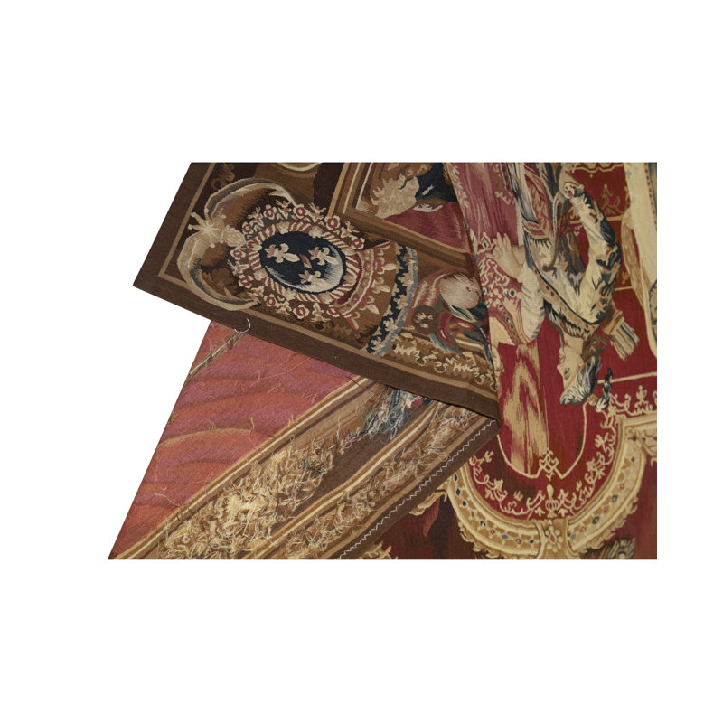 Hand-Knotted Wool Area Rug in Red/Beige/Brown