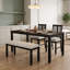Ensemble de salle à manger extensible quatre pièces avec 2 chaises rembourrées et banc-1108887593
