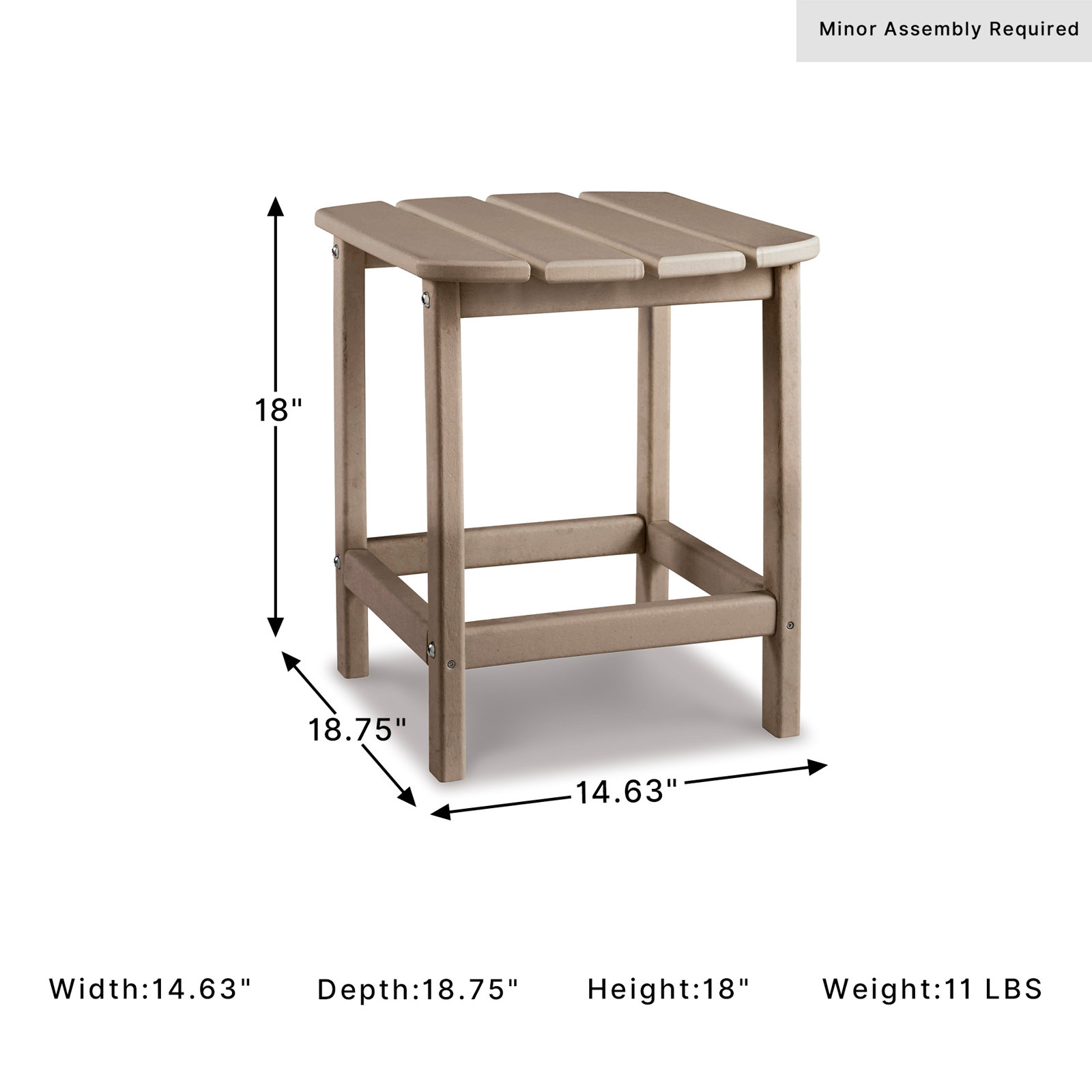 Emory HDPE Side Table, Grayish Brown