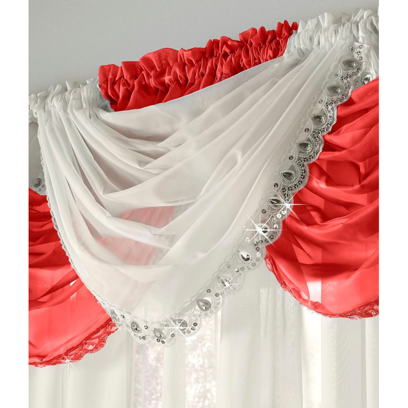 Axton Solid Colour Swag Window Pelmet, Red