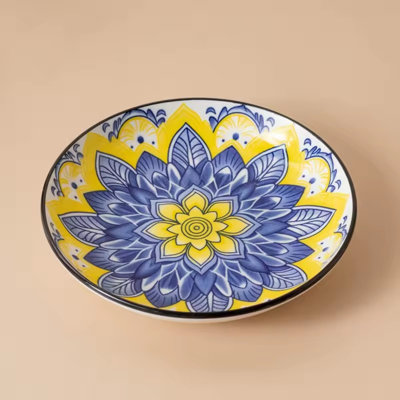Bohemian（Blue） Cat Bowl, Elevated Pet Food Bowl For Neck Protection, Perfect For Cats