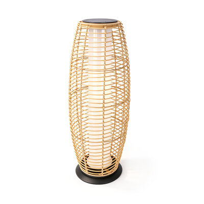 Grande lanterne de sol solaire en rotin tissé, lumière extérieure imperméable IP65, double charge solaire et USB, 10 heures de fonctionnement 12H, lampe de décoration autoportante pour porche de jardin