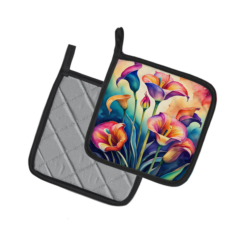 Colorful Calla Lilies Pair of Pot Holders