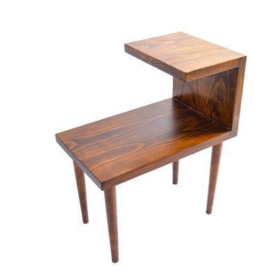 Handmade Walnut Side Table, 25.6 x 15.7 x 31.5 inches | 100% Solid Walnut, Flat Varnish Finish | Modern Rustic Scandinavian Design, Perfect for Living Room & Bedroom, Elegant & Durable Furniture Piece