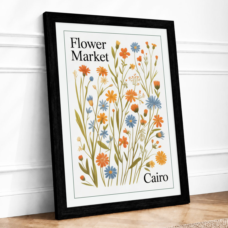 Flower Market Cairo Botanical - Print, A2 - 59.4 x 42.0 cm, Black