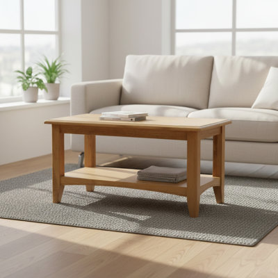 Censu Oak Coffee Table With Shelf