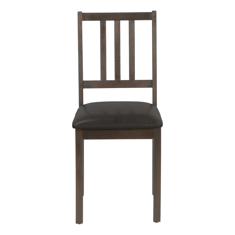 Jane Side Dining Chair Set Of 2, Open Slat Back, Wood, Brown Faux Leather