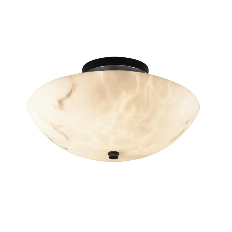 Aleynah Faux Alabaster Resin Flush Mount, Matte Black
