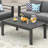 43" All-Weather Aluminum Patio Coffee Table, Modern Gray Rectangle Outdoor Table-2013961684