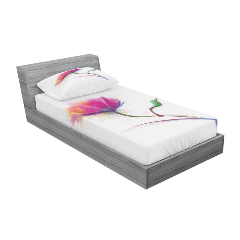 Ensemble de draps à motif floral Simplistic Poppy, Taie d'oreiller pour lit simple
