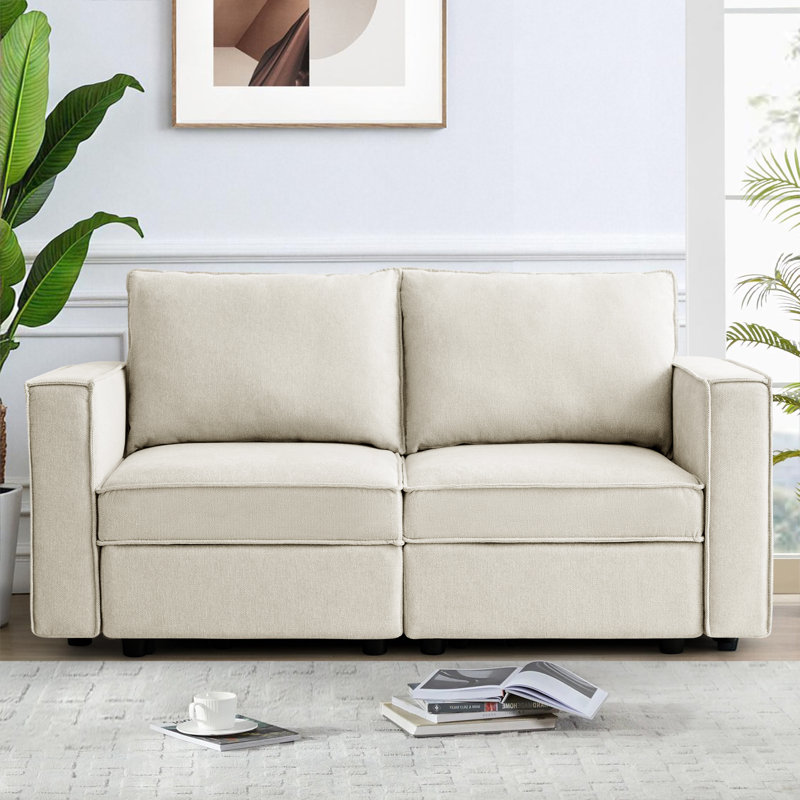 Modular Sofa Couch with Seat Storage, Beige