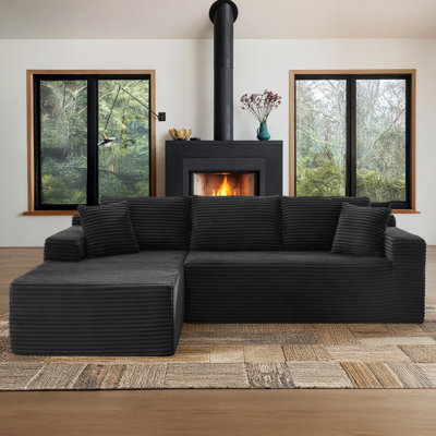 105" Compression Sectional Couches For Living Room, Cloud Couch Sofa With L-Shape, Upholstered Boneless Couch, Modern Modular Sectional Couch With Chaise
