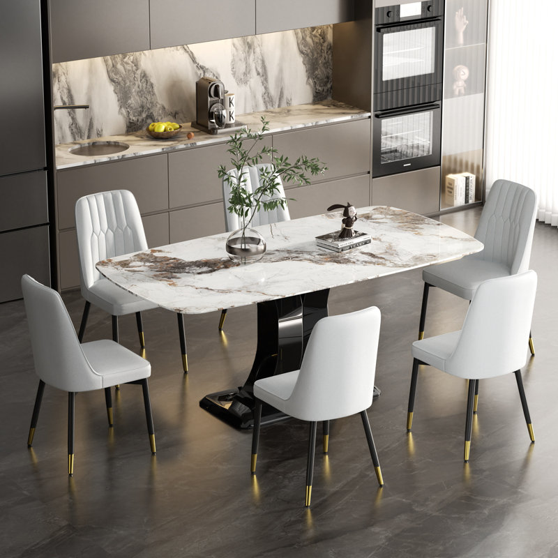 Ensemble repas pour 6 personnes, Blanc, Gris clair, 7
