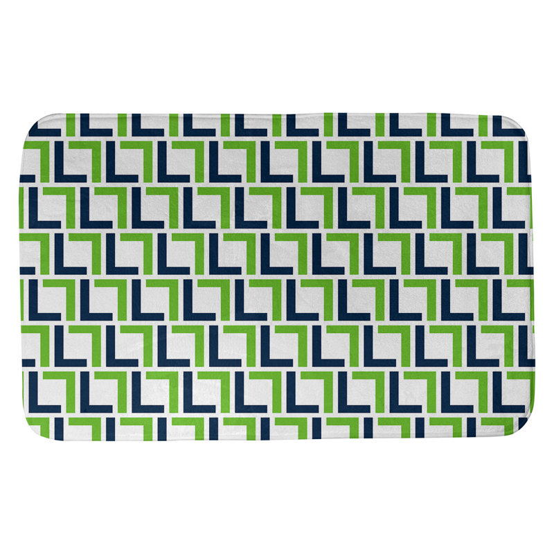 Tapis pour salle de bain Baltimore, l 17 po x L 24 po, White/College Navy/Action Green