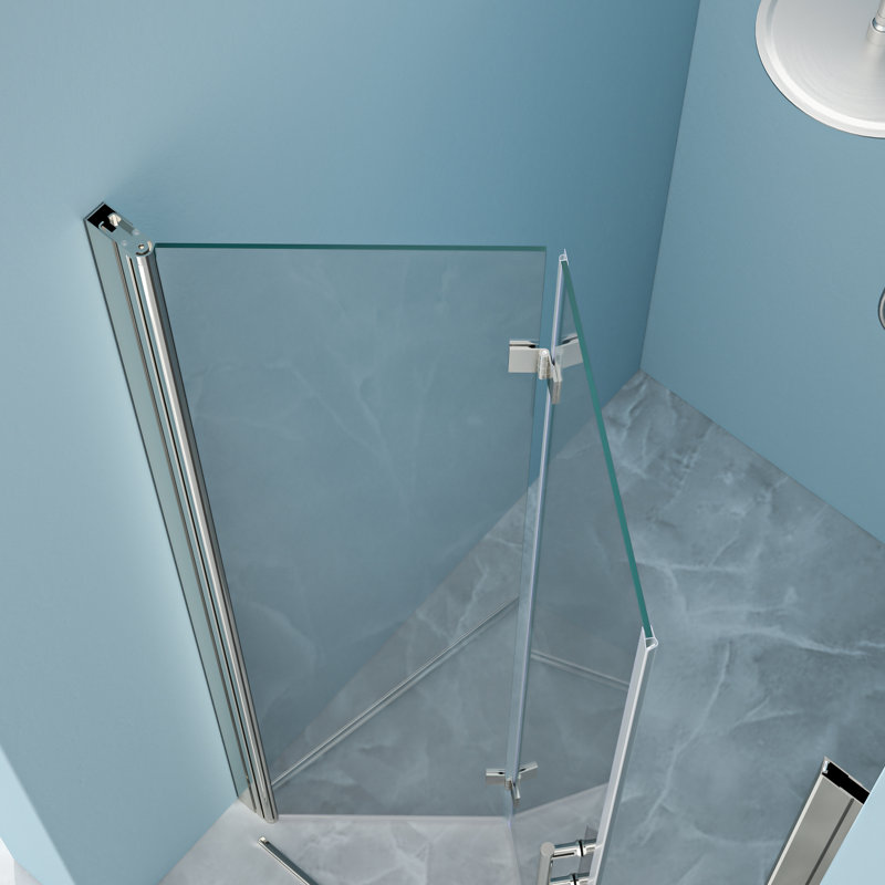 Porte de douche 32 po x 72 po avec verre trempé qui rehausse l'ambiance de la salle de bain avec une conception fiable de l 32 po x H 72 po