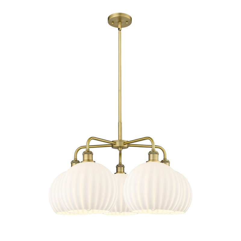 Lustre sphérique à intensité variable 5 lumières Bellalynn, H 17,25 po x l 28 po x P 28 po, Laiton brossé