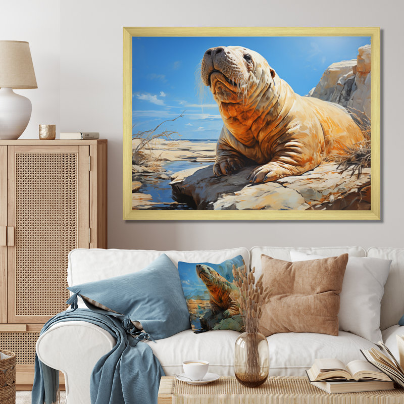 Morse du garde côtier IV sur toile, Cadre doré à une seule photo, H 34 po x l 44 po x P 1,5 po