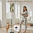 PeeNoke 68.5" Standing Floor Lamp Rustic Green White Weathered Wood Dimmable Metal Pole Lamp with Linen Lampshade LED Bulb Included