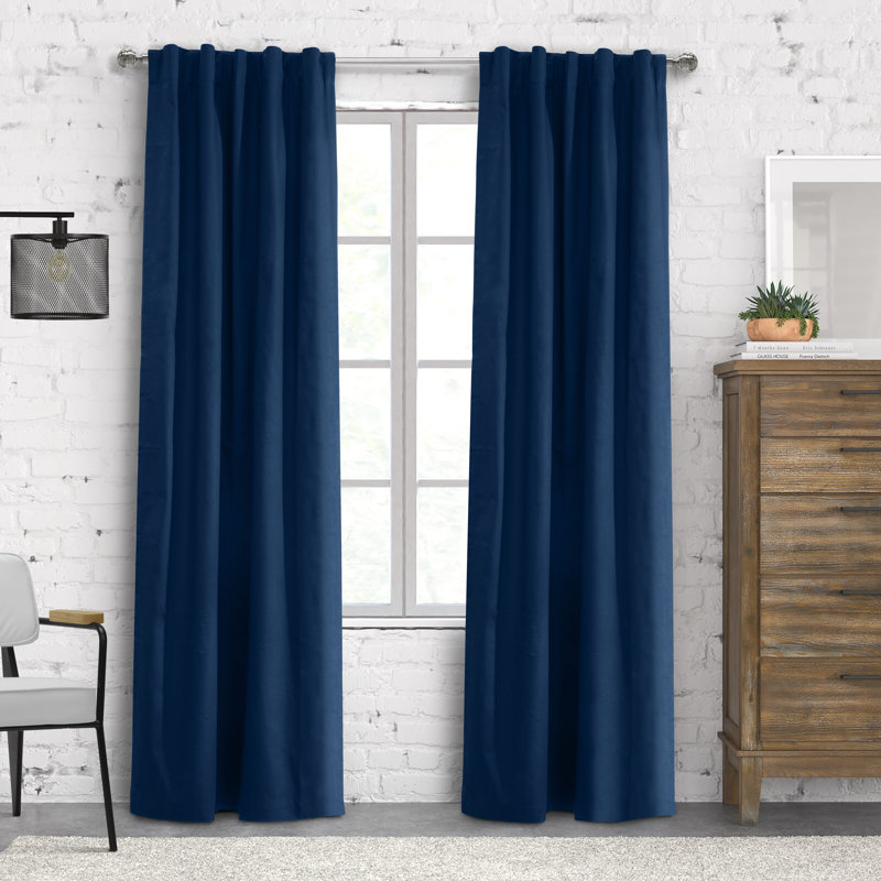 Rideau 100% coton, L 40 po x L 63 po, Bleu marine