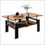 Table basse rectangulaire avec plateau en verre trempé et panneau de fibres à densité moyenne, parfaite pour les salons modernes et les décors élégants-134270117-134270118