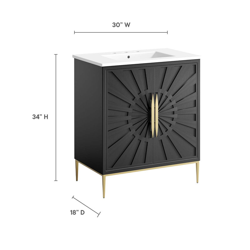 Awaken 30" Black and White Wood Bathroom Vanity