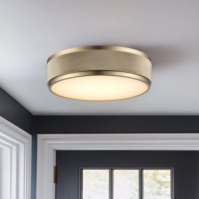 Amos LED Flush Mount, Antique Gold, 2.8" H x 11" W x 11" D