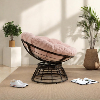 Fauteuil Papasan ergonomique et confortable avec pivot à 360 ° et coussin épais pour une utilisation intérieure / extérieure