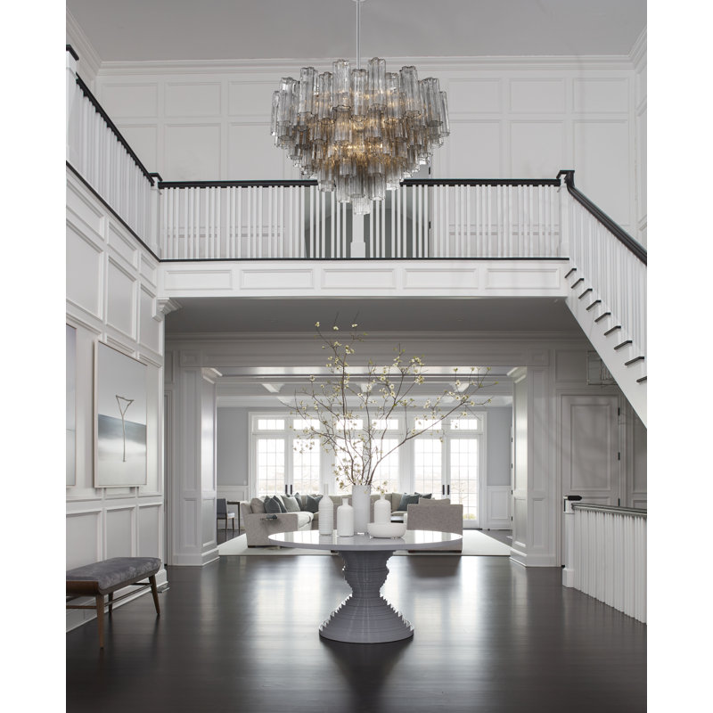 Dimmable Tiered Chandelier, 21.5" H x 26.75" W x 26.75" D, Polished Chrome, Black