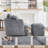 46" Chenille Upholstered Oversized Swivel Armchair With Ottoman-604522993