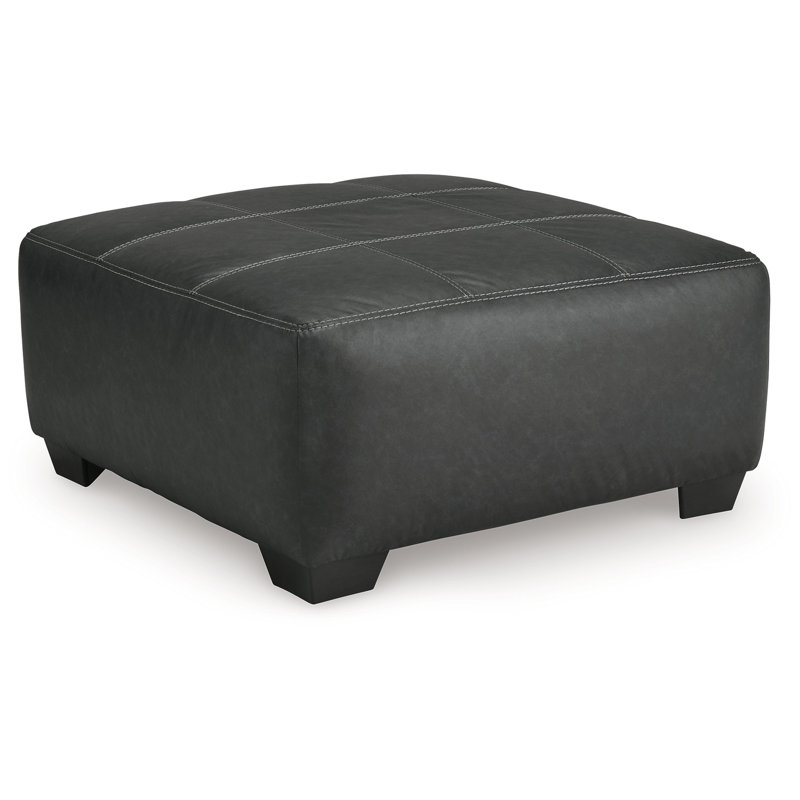Burt Oversized Accent Ottoman, Dark Graphite Grey Polyester, 40 Inch