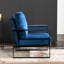 Fauteuil de bureau moderne en velours bleu, structure métallique robuste, idéal pour le salon, la chambre à coucher ou la maison.