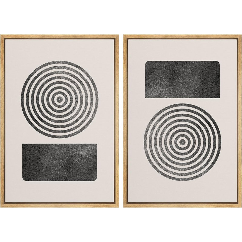 Mid-Century moderne boho Mid Century, H 36 po x l 48 po x P 1,5 po, Cadre naturel flottant