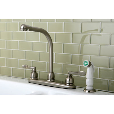 Kingston Brass NuWave French Two-Handle 4-Hole 8" Centerset Kitchen Faucet with Side Sprayer
