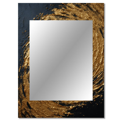 Gold and black abstract spiral smphony - Abstract Spirals Mirror, Gold Unique Wall Mirror, Printed Metal Art