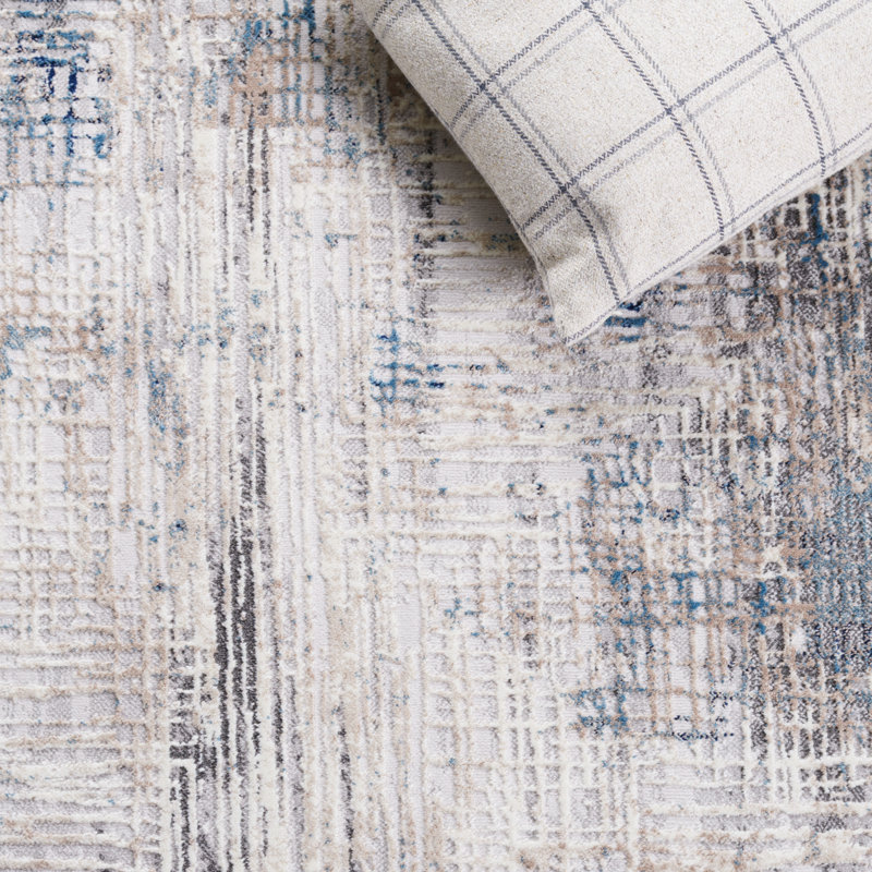 Tapis bleu / gris Neuman Vogue 117, Rond 6 pi 7 po