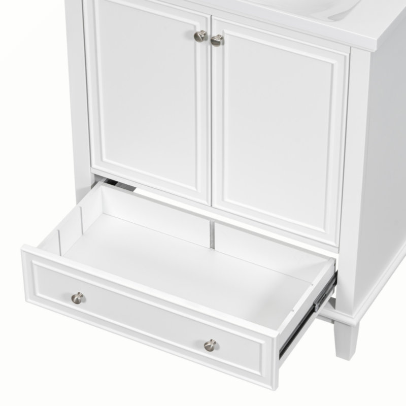 Meuble-lavabo 30 po sans lavabo, base seulement, armoire de salle de bain multifonctionnelle avec portes et tiroir, cadre solide et panneau de fibres à densité moyenne