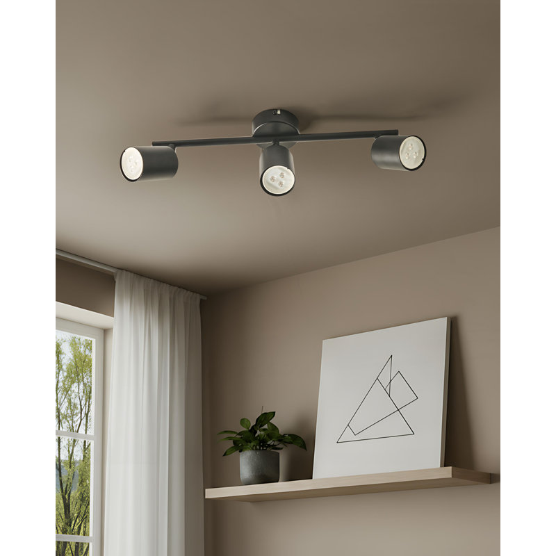 2 Light Spotlight NYANDO Metal Black, 16cm H x 42cm W x 8cm D, Satin Black