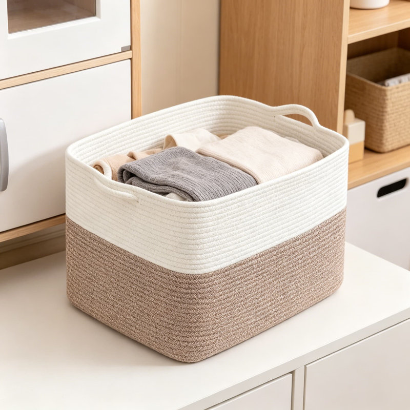 Woven Storage Basket With Handles, 18X14x12 Inch Decorative Laundry, Toy, And Blanket Organizer For Living Room, Bedroom, Or Nursery