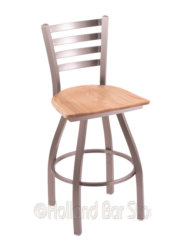 Tabouret de bar pivotant de 30" Evers, Noir froissé, Chêne naturel, Tabouret de comptoir (siège d'une hauteur de 25 p