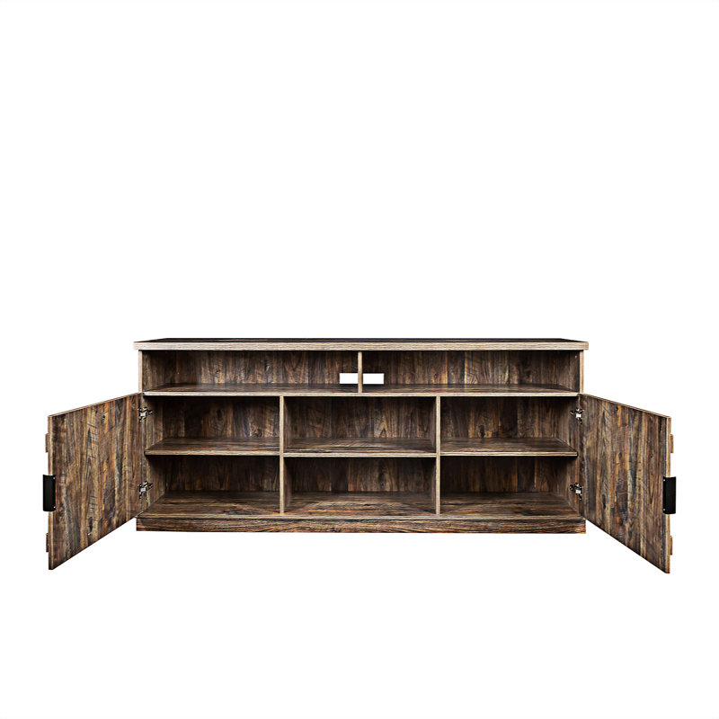 Meuble télé avec armoires et tablettes Alyvia, Espresso antique