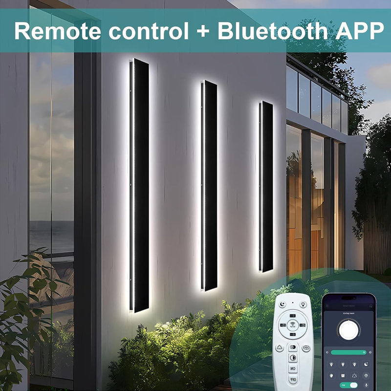 71" Modern Black LED Dimmable Waterproof  Linear Outdoor Wall Sconce for Exterior Porch or Garden