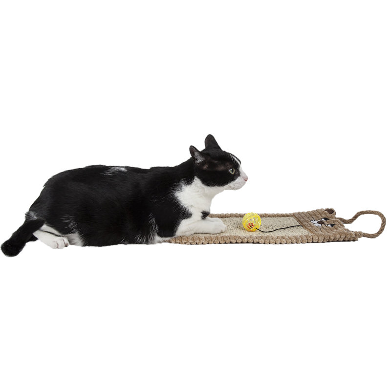 Pet Life Eco-Natural Sisal and Jute Hanging Carpet Kitty Cat Scratcher Lounge With Toy