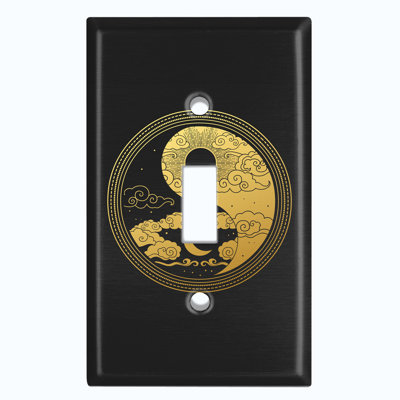 Yin Yang Peace Yellow Sun Black Moon 1 - Gang Toggle Light Switch Standard Wall Plate