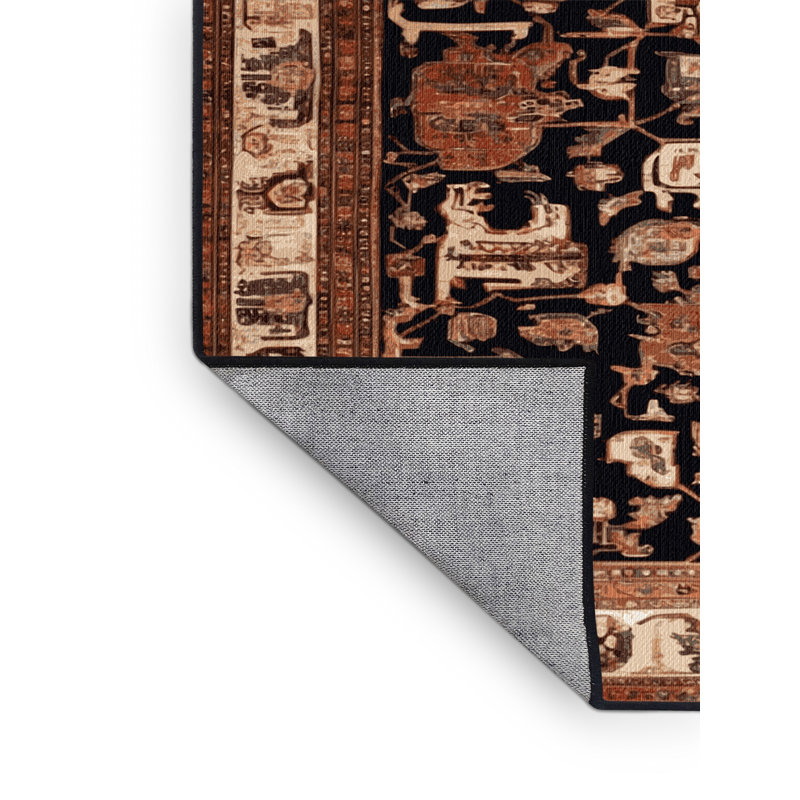 Tapis brun lavable à la machine, Rond 5 pi