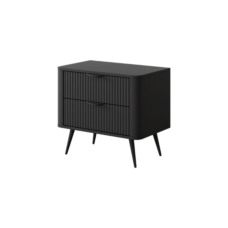 Leamont 63cm W Manufactured Wood Bedside Table, Black