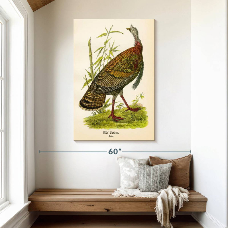 Brampt Wild Turkey Lithograph, 48" H x 32" W